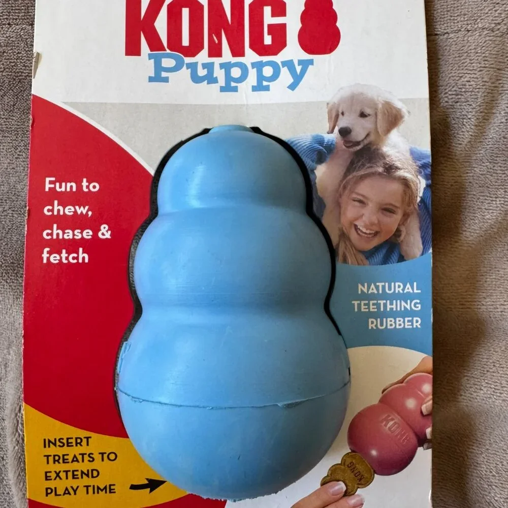 NWT Blue Medium Puppy Kong for Treats & Rubber for Teething Chew Toy Chase Fetch